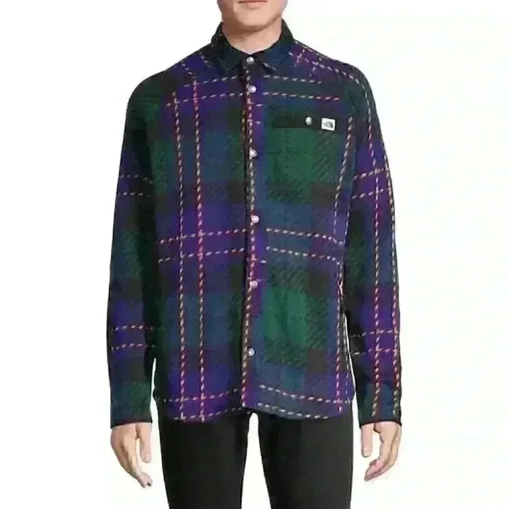 NEW The North Face Men's M Gordon Lyons Raglan-Sleeve Plaid Shacket